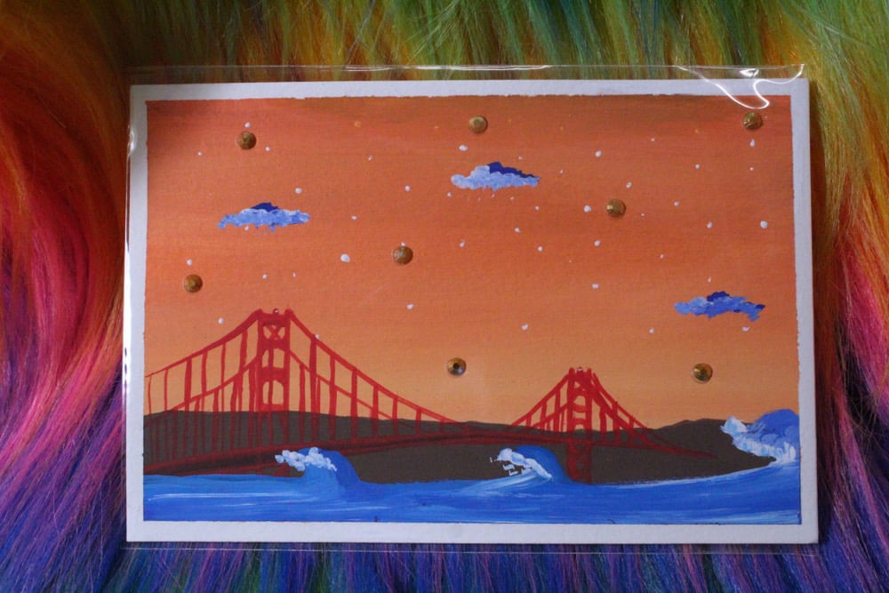 Image of Golden Gate Bridge #2 Gouache Postcard 