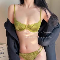 Image 1 of Sexy Hot Bra for Women Half Cup Ultra-thin Lace Large Breasts Show Small Chest Anti-sagging Bra Set 