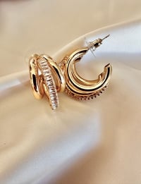 Image 1 of Triple Diamond Huggie Earrings