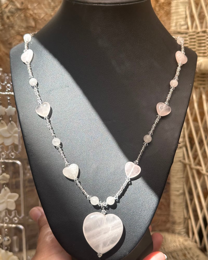 Image of rose quartz heart necklace