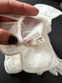 Paire de gants vintage blanc transparent avec détails de pensées, Taille 7