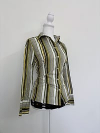 Image 1 of 00s Striped green shirt // M