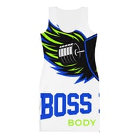 Image 2 of BossFitted White Neon Green and Blue Sublimation Cut & Sew Dress