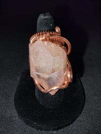 Image 1 of Adjustable Pink Lemurian Quarrz Ring Serra Do Cabral, Brazil