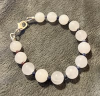 Image 4 of White Jade with Faceted Sapphires - Size 5.75