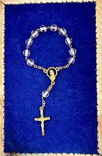 Image 2 of Vintage Mini Rosary Bracelet – Pale Pink Glass Beads & Yellow Gold Tone