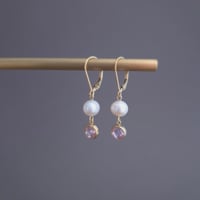 Image 2 of Boucles d'oreilles zircon rose perle de culture 