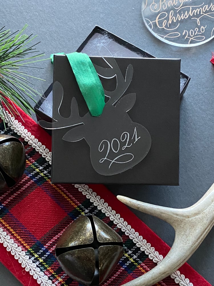 Image of 2021 Engraved Reindeer Acrylic Ornament