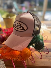 Image 2 of Von Dutch Pink Satin Trucker Hat