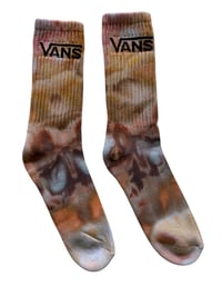 Image 4 of L/XL Adult VANS Hand-Dyed Crew Socks in Golden Watercolor Ice Dye