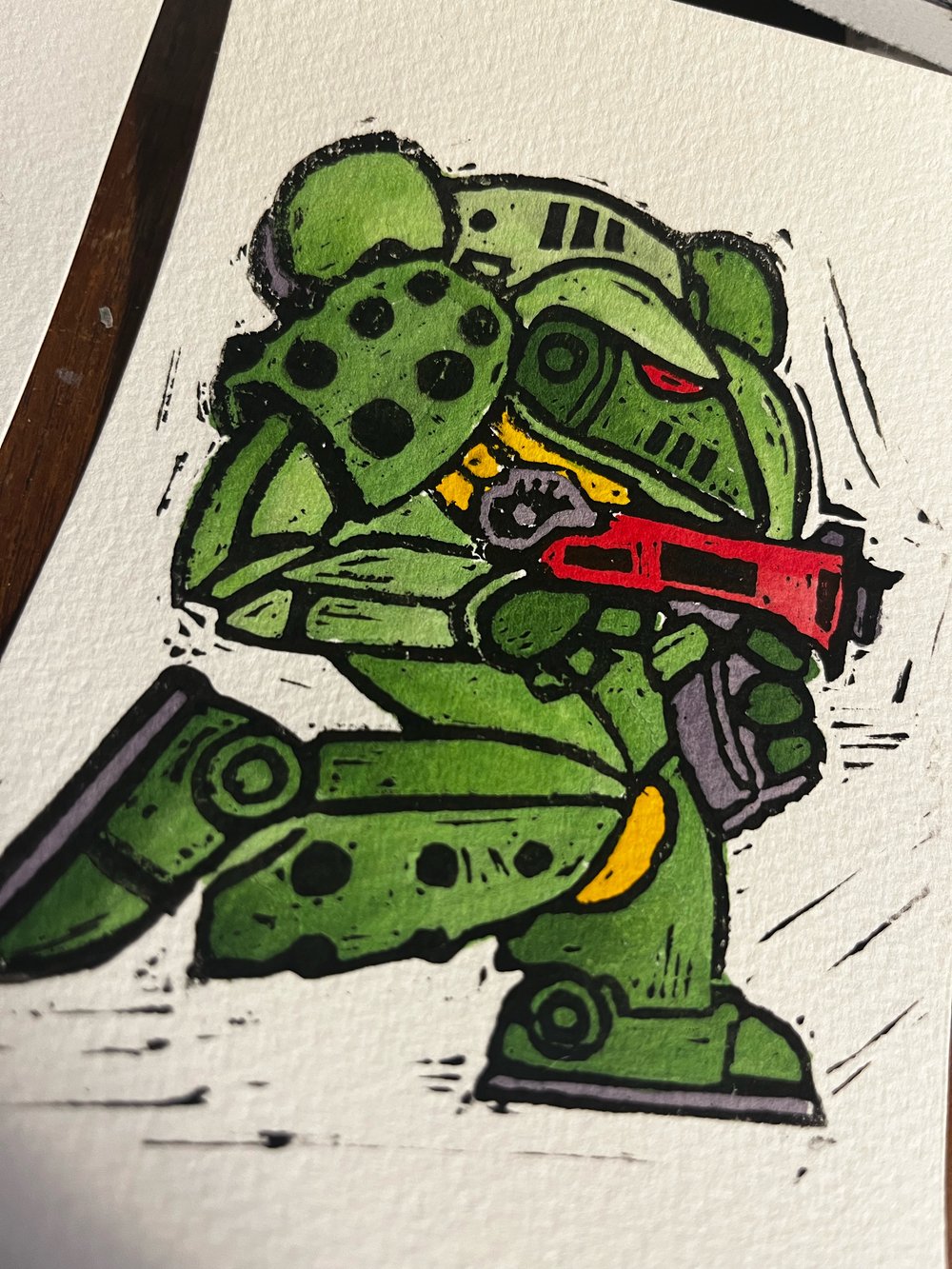 Space Marine Lino cut