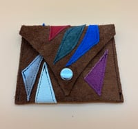 Image 2 of Scrap Leather Coin Purse with Abstract Shapes (One-of-a-Kind) Brown Bright