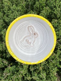 Image 1 of Bunny Stamped Ramekins Yellow Rim