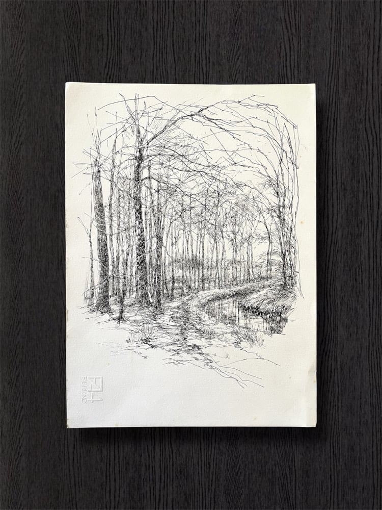 Image of VINTAGE DUTCH DRAWING: LANDSCAPE #5