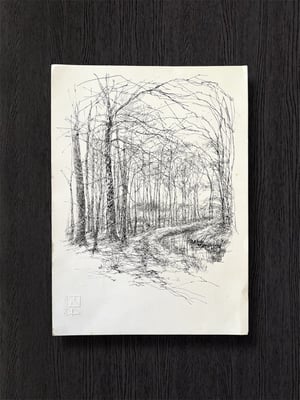 Image of VINTAGE DUTCH DRAWING: LANDSCAPE #5