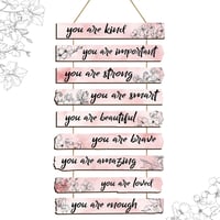 Image 1 of 1Set Inspirational Floral Wall Decor You Are Amazing Beautiful Love Quotes Wooden Art Wall Sign Posi