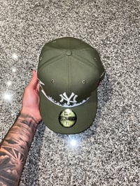 Image 3 of OLIVE GREEN ANGELIC FLAME NY CUSTOM FITTED CAP