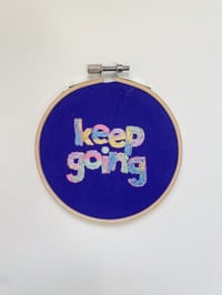 Image 1 of Original Hand Embroidery Artwork - “Keep Going” - Pastels on Purple