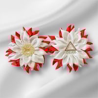 Image 1 of Red & White Flower Petal Delta Brooch