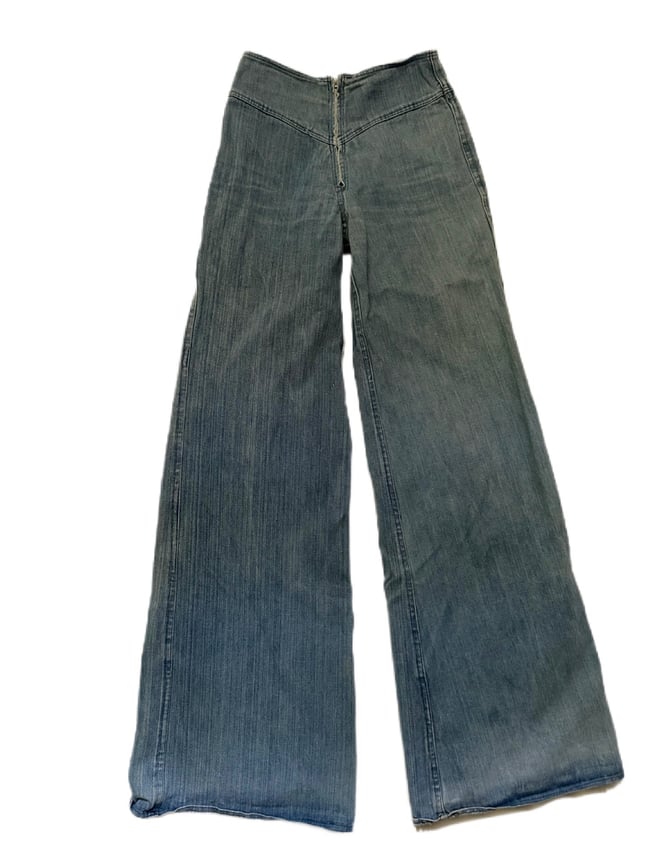 70s FRENCH zipper bellbottom denim jeans
