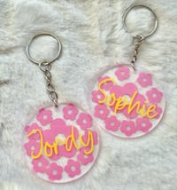 Image 1 of Personalised Flower Power Keyrings 