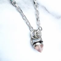 Image 1 of Handmade Sterling Silver Rose Quartz Bullet Point Pendant