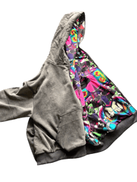 Image 1 of Black/Black Heavyweight Cropped Fullzip Distressed Jacket