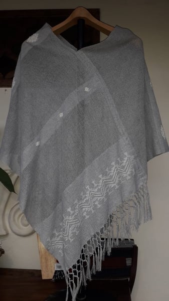 Image of Light Grey handwoven poncho 