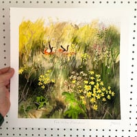 Image 1 of Fox In The Meadow - 30x30cm Giclee Print