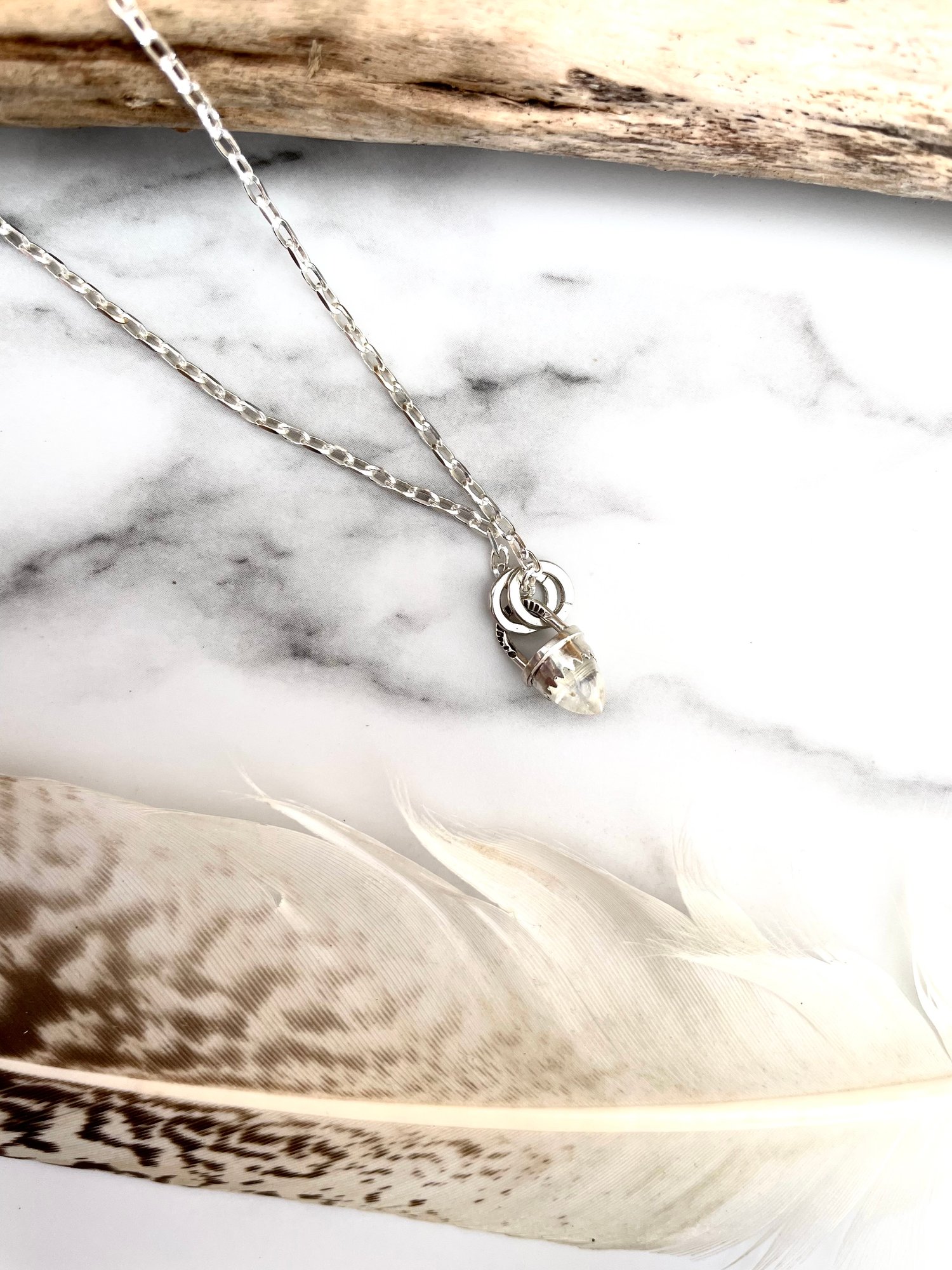 Image of Handmade Sterling Silver Moonstone Bullet Point Pendant
