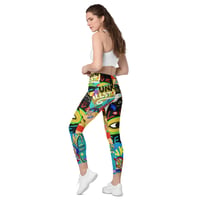 Image 5 of Ladies Funk Art Collage Crossover Leggings with pockets