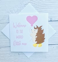 Image 2 of Cute Hedgehog New Baby Handmade Card - Adorable Card for Welcoming a Newborn