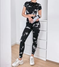 Image 1 of Tie Dye Raglan Sleeve Wideband Waist Sports Set