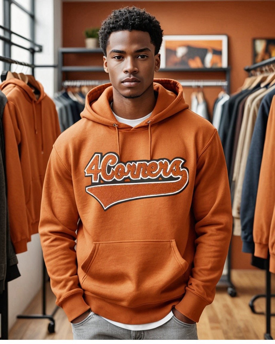 Image of 4CORNERS OF THE WORLD HOODY (Texas Orange) - UNISEX