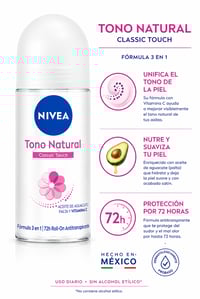 Image 2 of Nivea Tono Natural CLASSIC TOUCH Aclarador ROLL ON 50ml 