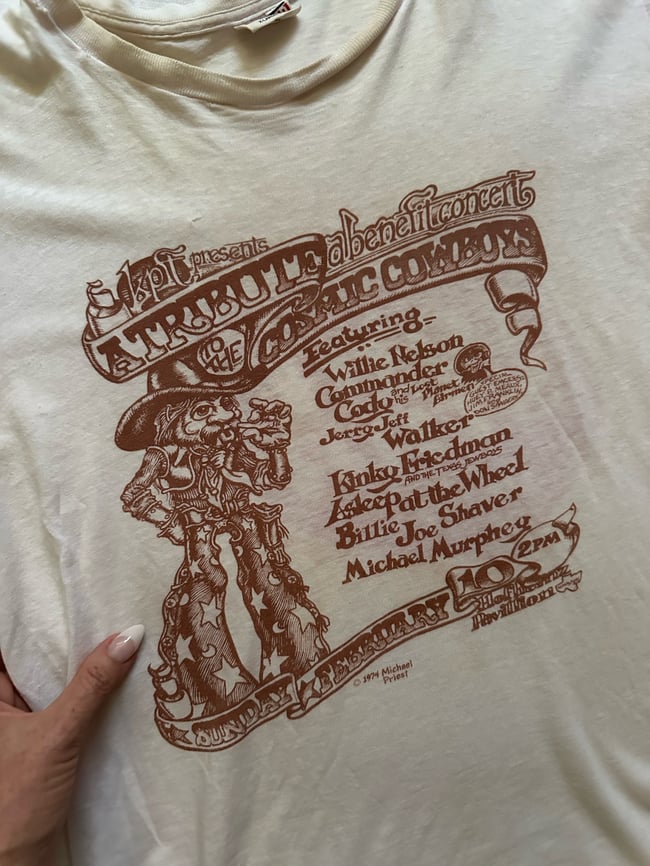 1974 Willie Nelson Cosmic Cowboy festival tee