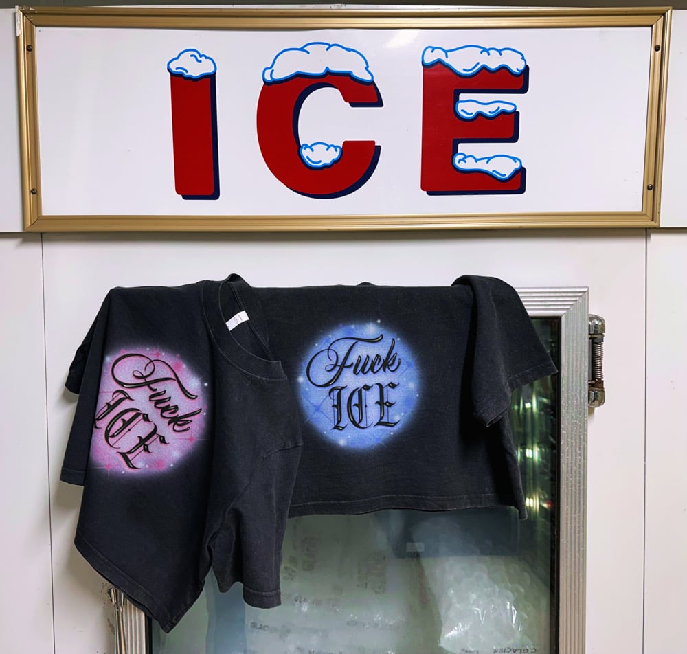 Image of PREORDER F*ck ICE Crop Tee (Black Stone Wash)