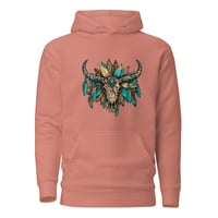 Image 7 of Unisex Hoodie, Turquoise and Brown Skull Hoodie, Western