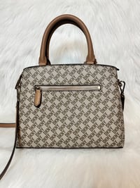 Image 2 of DKNY Monogram Satchel Crossbody – Beige/Brown – Preowned