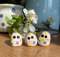 Image 1 of Speckled Pastel Polka Dot Mini Egg Guy (Small) Standing Decoration