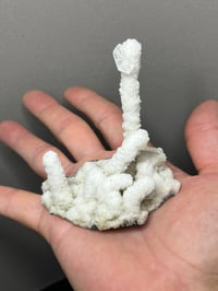 Image 13 of Quartz Stalagmite Coated With Aragonite & Clear Rhombohedral Calcite #2440