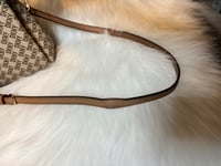 Image 7 of DKNY Monogram Satchel Crossbody – Beige/Brown – Preowned