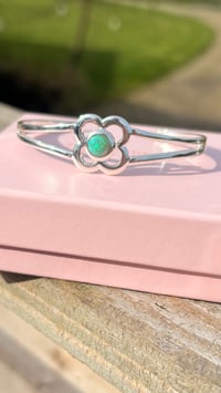 Image 1 of Green Opal Flower Cuff