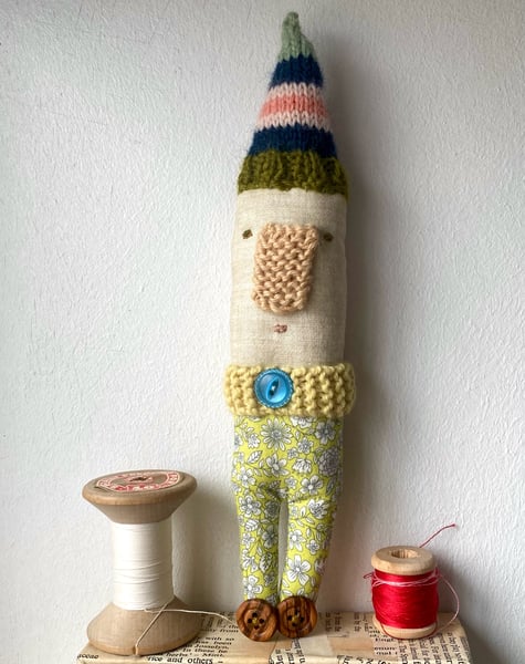 Image of Herbert - pointy hat chap - folk art doll