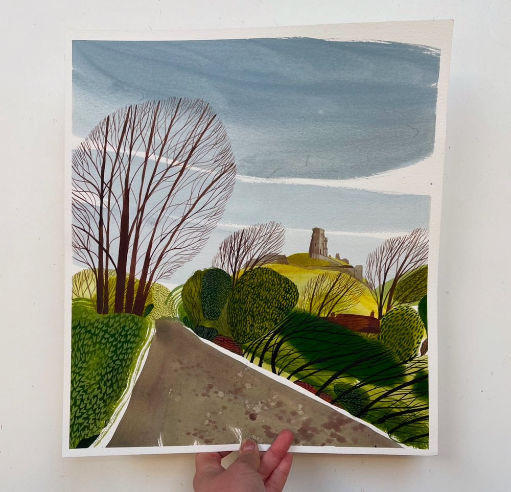 *Giclée print* ‘Corfe Castle Through the Trees’