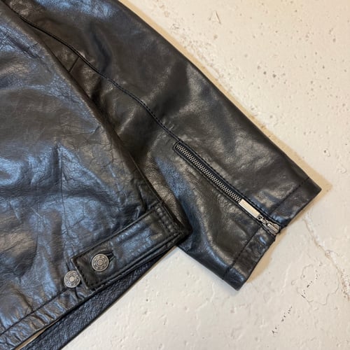 Image of 1990s Cropped Heavyweight Leather Biker Jacket, Size Large