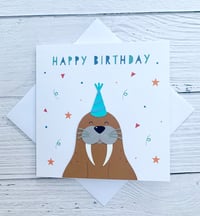 Image 4 of Handmade Walrus Happy Birthday Card - Cute Animal-Themed Birthday Card for All Ages