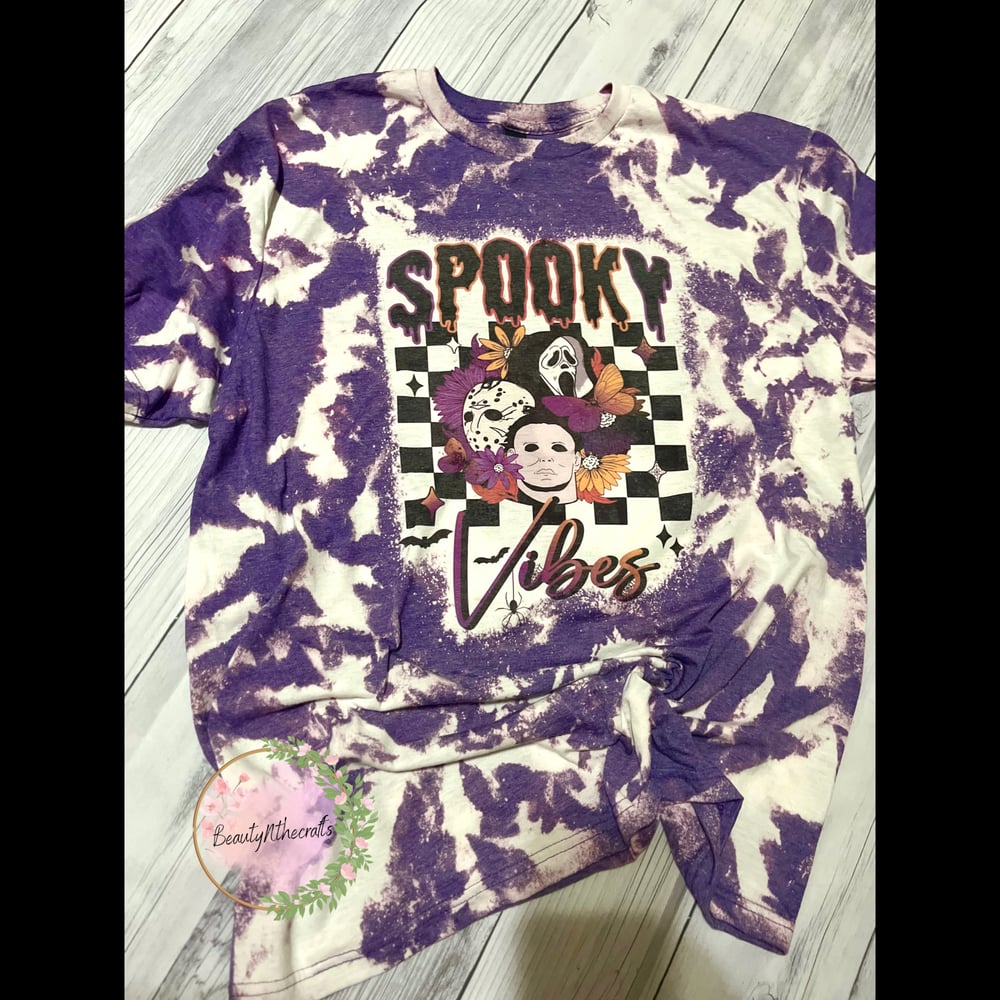 Image of Spooky Vibes Acid Wash Horror Tee