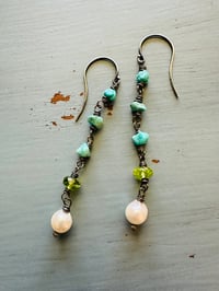 Image 4 of Lone Mountain turquoise and peridot earrings