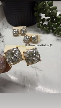 Gold silver confetti studs